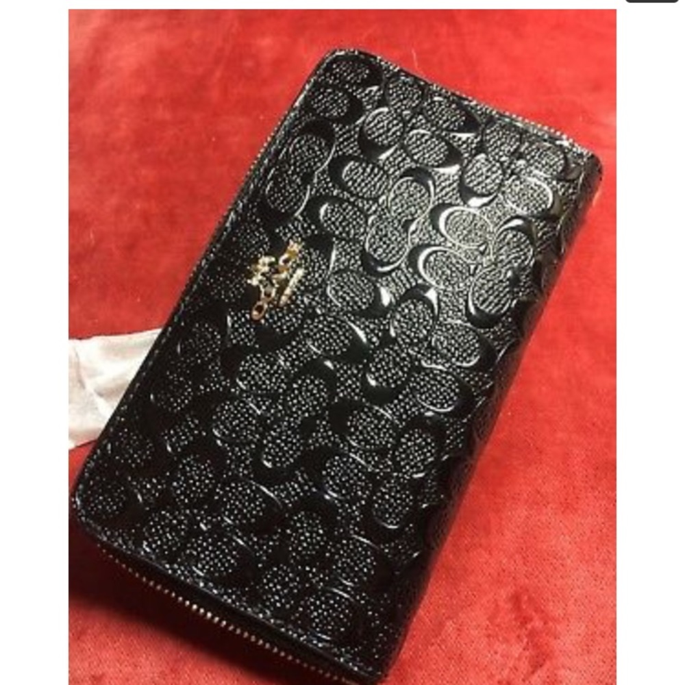 Coach Signature Patent Leather Black wallet